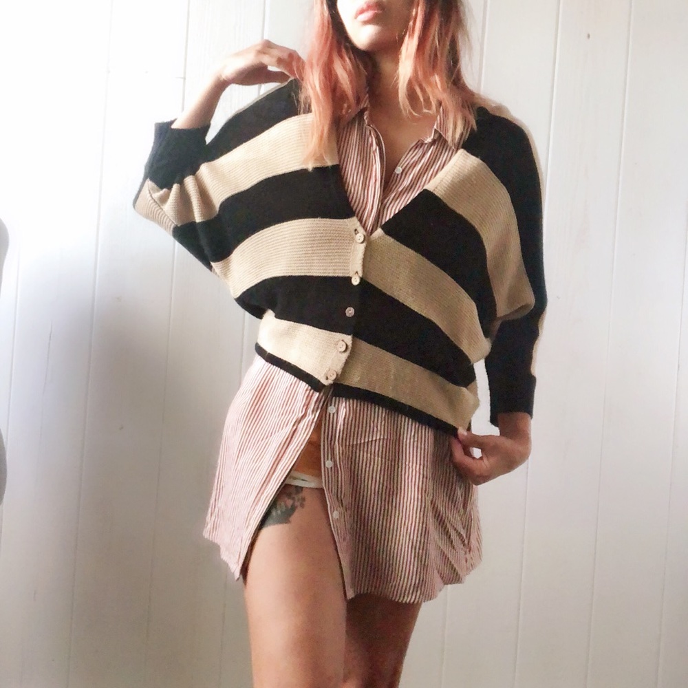 SOLD 💢Striped cardigan Knit oversized sweater